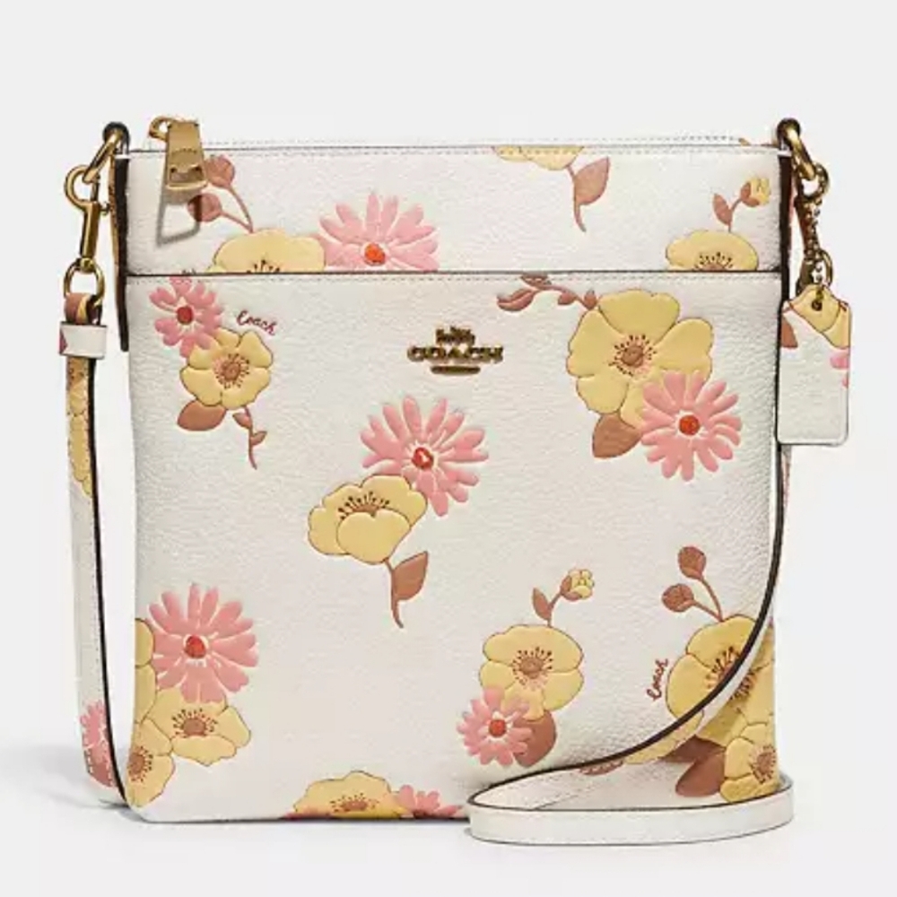 Coach Kitt Messenger Crossbody Bag With Floral Print New Original Packaging!